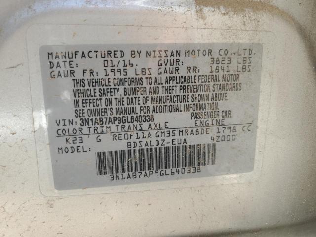 Photo 9 from auction – 2016 NISSAN SENTRA with VIN 3N1AB7AP9GL640338