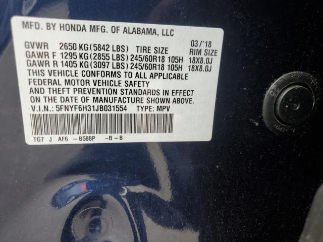 Photo 14 from auction – 2018 HONDA PILOT EX with VIN 5FNYF6H31JB031554