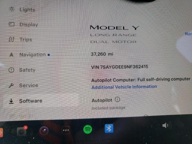 Photo 9 from auction – 2022 TESLA MODEL Y with VIN 7SAYGDEE9NF362415