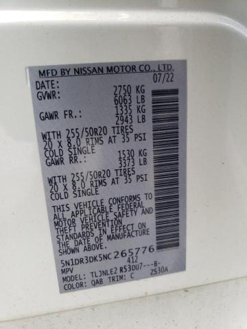 Photo 14 from auction – 2022 NISSAN PATHFINDER with VIN 5N1DR3DK5NC265776