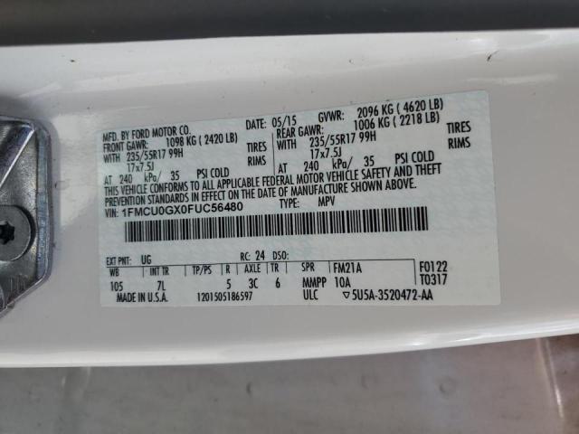 Photo 14 from auction – 2015 FORD ESCAPE SE with VIN 1FMCU0GX0FUC56480