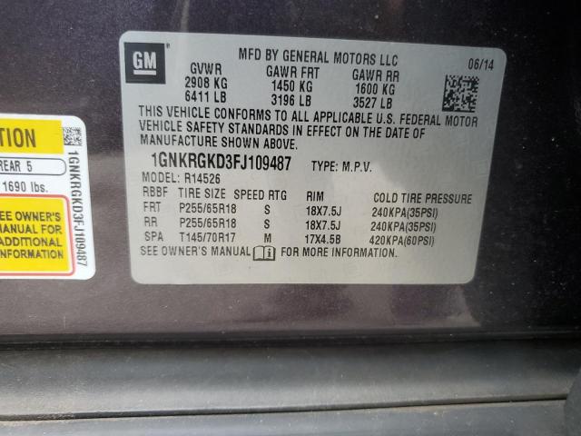 Photo 14 from auction – 2015 CHEVROLET TRAVERSE L with VIN 1GNKRGKD3FJ109487