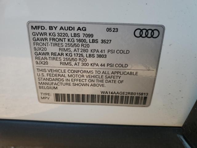 Photo 14 from auction – 2024 AUDI Q8 E-TRON with VIN WA14AAGE2RB015813