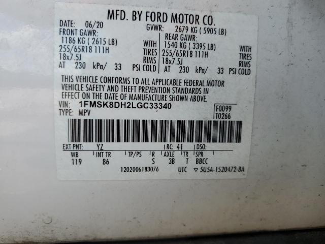Photo 14 from auction – 2020 FORD EXPLORER X with VIN 1FMSK8DH2LGC33340
