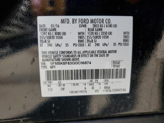Photo 14 from auction – 2016 FORD EXPLORER L with VIN 1FM5K8F83GGC06874