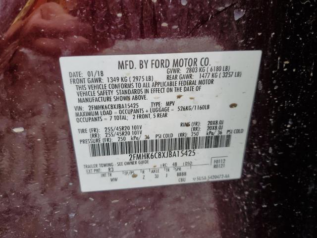 Photo 14 from auction – 2018 FORD FLEX SEL with VIN 2FMHK6C8XJBA15425