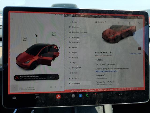 Photo 9 from auction – 2022 TESLA MODEL Y with VIN 7SAYGDEFXNF376445