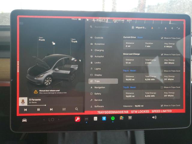 Photo 9 from auction – 2022 TESLA MODEL Y with VIN 7SAYGDEE9NA005748