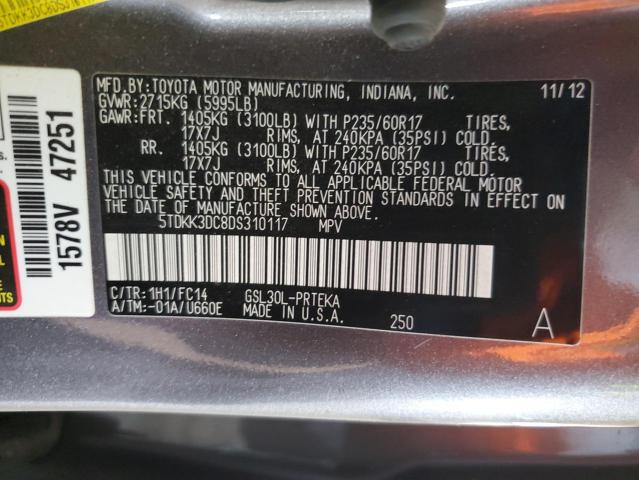 Photo 14 from auction – 2013 TOYOTA SIENNA LE with VIN 5TDKK3DC8DS310117