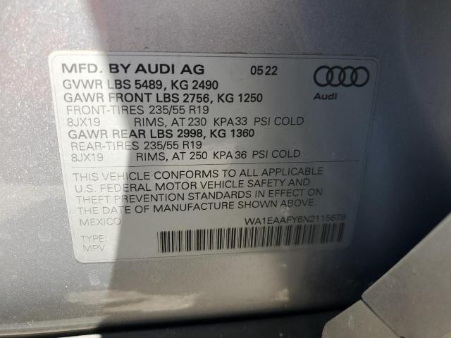Photo 14 from auction – 2022 AUDI Q5 PREMIUM with VIN WA1EAAFY6N2115679