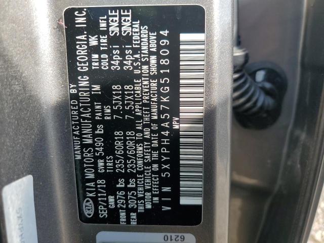 Photo 14 from auction – 2019 KIA SORENTO EX with VIN 5XYPH4A57KG518094