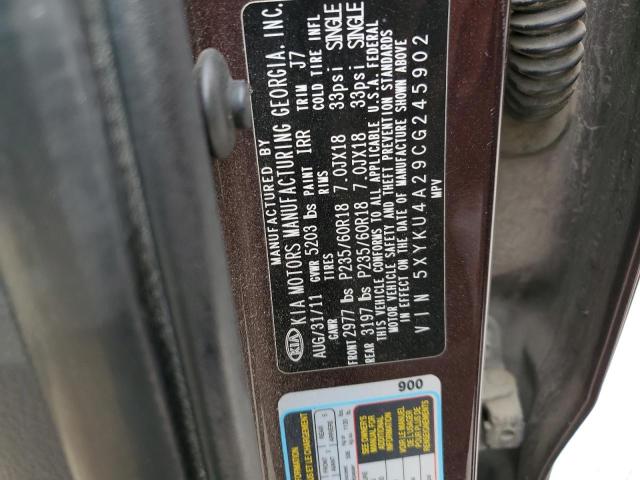 Photo 14 from auction – 2012 KIA SORENTO EX with VIN 5XYKU4A29CG245902