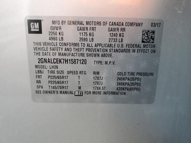 Photo 14 from auction – 2017 CHEVROLET EQUINOX LT with VIN 2GNALCEK7H1587120