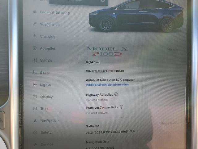 Photo 9 from auction – 2016 TESLA MODEL X with VIN 5YJXCBE49GF018148