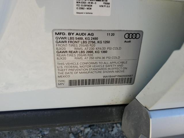 Photo 14 from auction – 2021 AUDI Q5 PREMIUM with VIN WA1BAAFY5M2033587