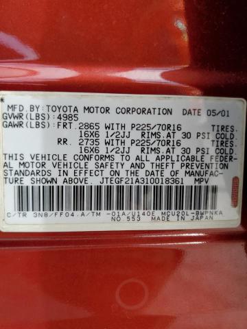 Photo 14 from auction – 2001 TOYOTA HIGHLANDER with VIN JTEGF21A310018361