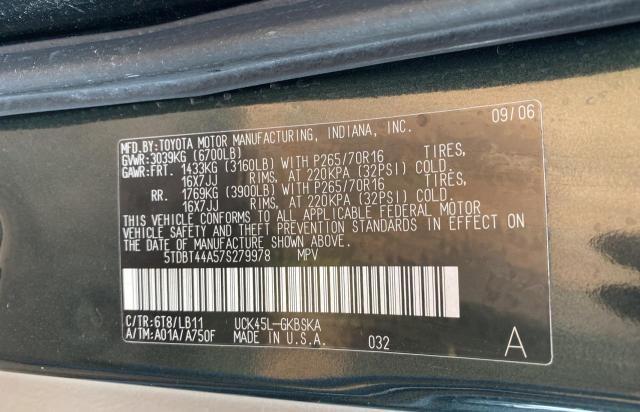 Photo 10 from auction – 2007 TOYOTA SEQUOIA SR with VIN 5TDBT44A57S279978