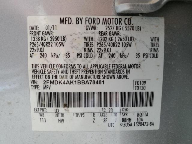 Photo 14 from auction – 2011 FORD EDGE SPORT with VIN 2FMDK4AK1BBA78481