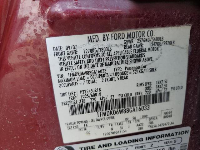 Photo 14 from auction – 2008 FORD TAURUS X L with VIN 1FMDK06W88GA16033