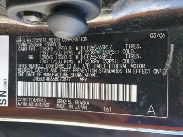 Photo 14 from auction – 2006 TOYOTA 4RUNNER SR with VIN JTEBU14R668070877