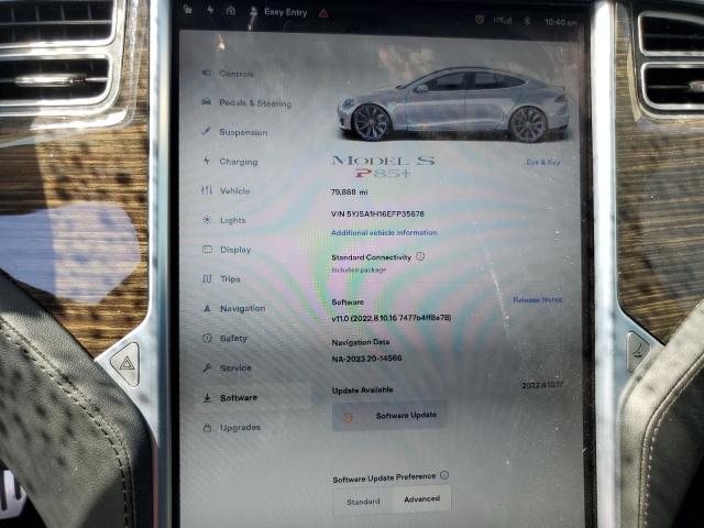 Photo 9 from auction – 2014 TESLA MODEL S with VIN 5YJSA1H16EFP35678