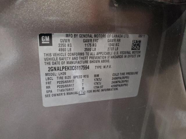 Photo 14 from auction – 2012 CHEVROLET EQUINOX with VIN 2GNALPEK0C6117594