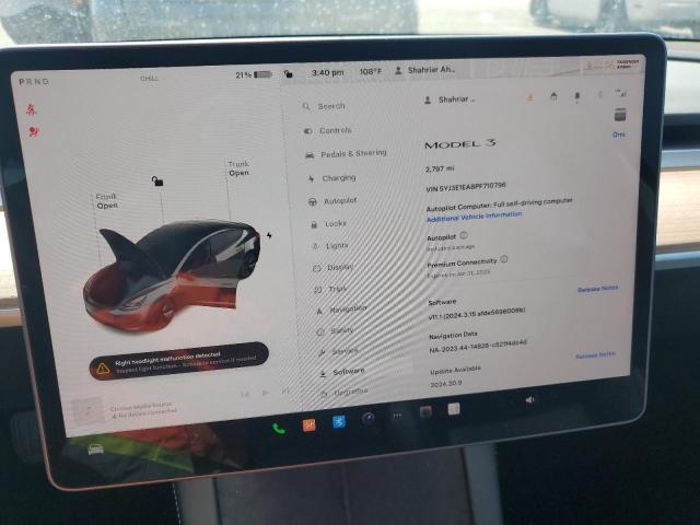 Photo 9 from auction – 2023 TESLA MODEL 3 with VIN 5YJ3E1EA8PF710796