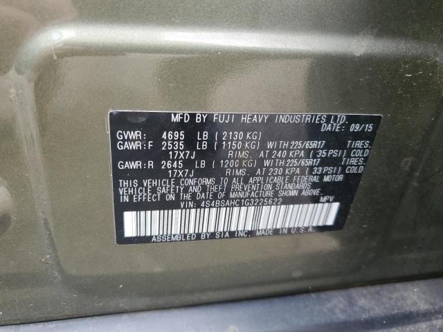 Photo 10 from auction – 2016 SUBARU OUTBACK 2. with VIN 4S4BSAHC1G3225622