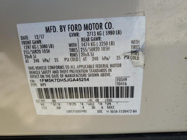 Photo 14 from auction – 2018 FORD EXPLORER X with VIN 1FM5K7DH5JGA45254