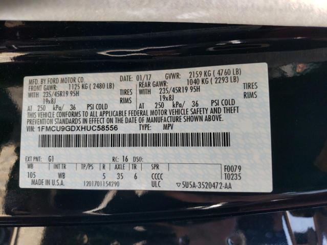 Photo 14 from auction – 2017 FORD ESCAPE SE with VIN 1FMCU9GDXHUC58556