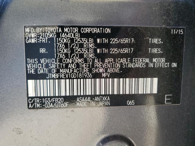Photo 14 from auction – 2016 TOYOTA RAV4 LE with VIN JTMBFREV1GD181936