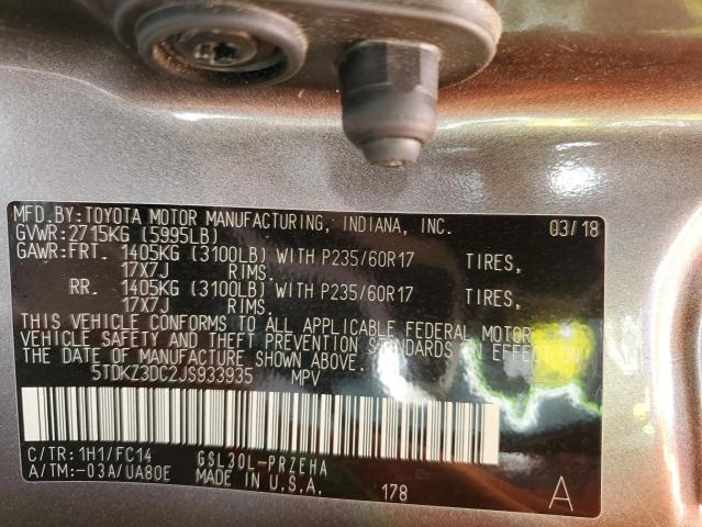Photo 14 from auction – 2018 TOYOTA SIENNA LE with VIN 5TDKZ3DC2JS933935