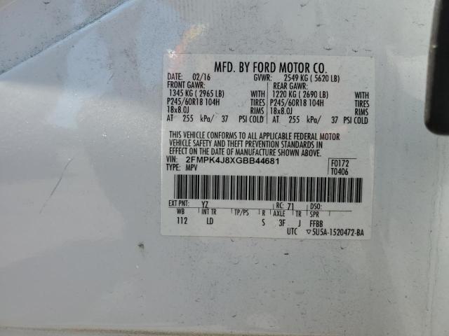 Photo 14 from auction – 2016 FORD EDGE SEL with VIN 2FMPK4J8XGBB44681