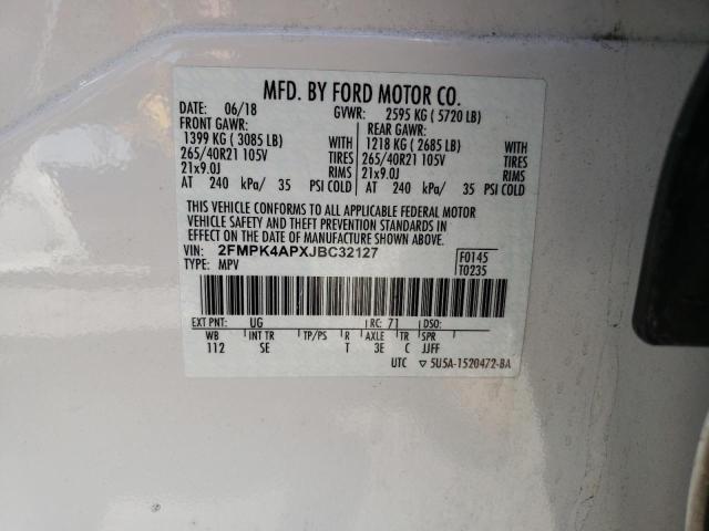 Photo 14 from auction – 2018 FORD EDGE with VIN 2FMPK4APXJBC32127