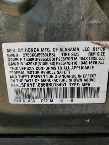 Photo 14 from auction – 2006 HONDA PILOT EX with VIN 5FNYF18566B013451