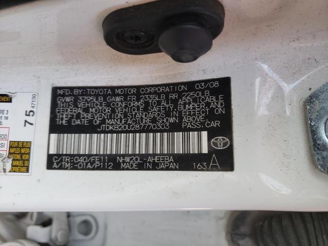 Photo 14 from auction – 2008 TOYOTA PRIUS with VIN JTDKB20U287770303