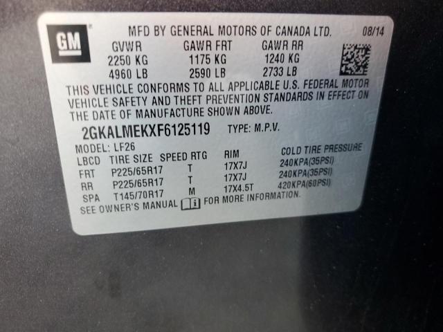 Photo 14 from auction – 2015 GMC TERRAIN SL with VIN 2GKALMEKXF6125119