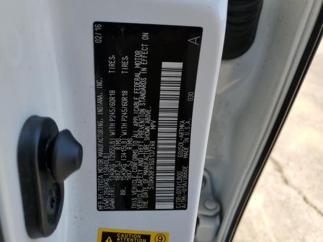 Photo 14 from auction – 2016 TOYOTA HIGHLANDER with VIN 5TDKKRFH1GS137248