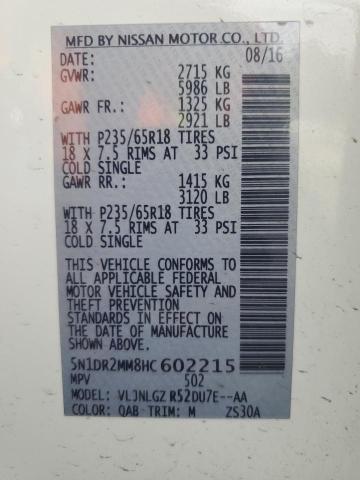 Photo 14 from auction – 2017 NISSAN PATHFINDER with VIN 5N1DR2MM8HC602215