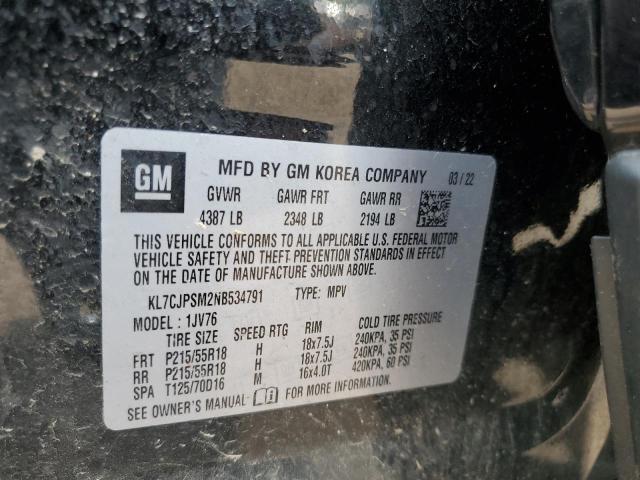 Photo 14 from auction – 2022 CHEVROLET TRAX 1LT with VIN KL7CJPSM2NB534791