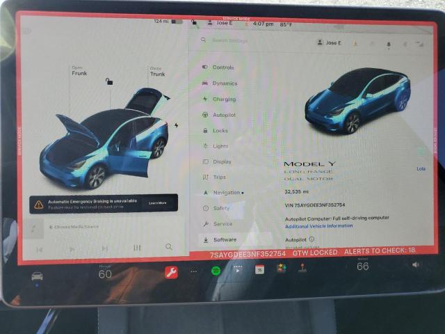 Photo 9 from auction – 2022 TESLA MODEL Y with VIN 7SAYGDEE3NF352754