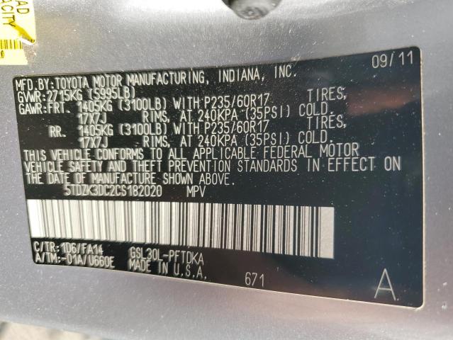 Photo 14 from auction – 2012 TOYOTA SIENNA with VIN 5TDZK3DC2CS182020
