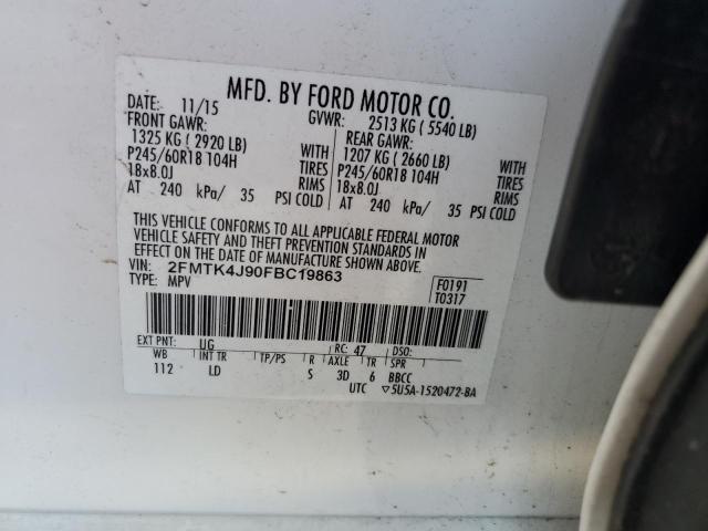 Photo 14 from auction – 2015 FORD EDGE SEL with VIN 2FMTK4J90FBC19863
