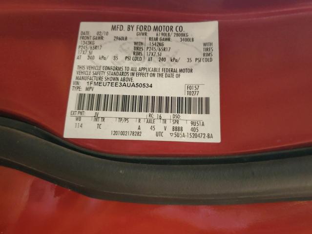Photo 14 from auction – 2010 FORD EXPLORER E with VIN 1FMEU7EE3AUA50534