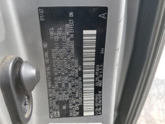 Photo 14 from auction – 2007 TOYOTA SIENNA CE with VIN 5TDZK23CX7S009749