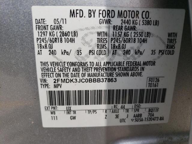 Photo 14 from auction – 2011 FORD EDGE SEL with VIN 2FMDK3JC0BBB37863