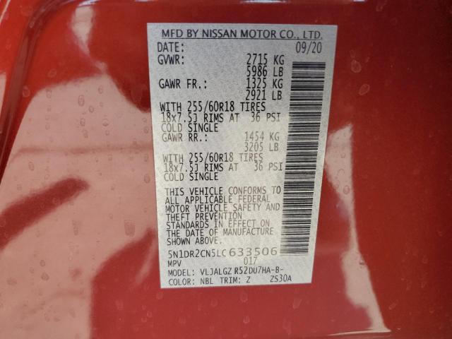 Photo 14 from auction – 2020 NISSAN PATHFINDER with VIN 5N1DR2CN5LC633506