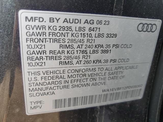 Photo 14 from auction – 2023 AUDI Q8 PREMIUM with VIN WA1EVBF12PD035302