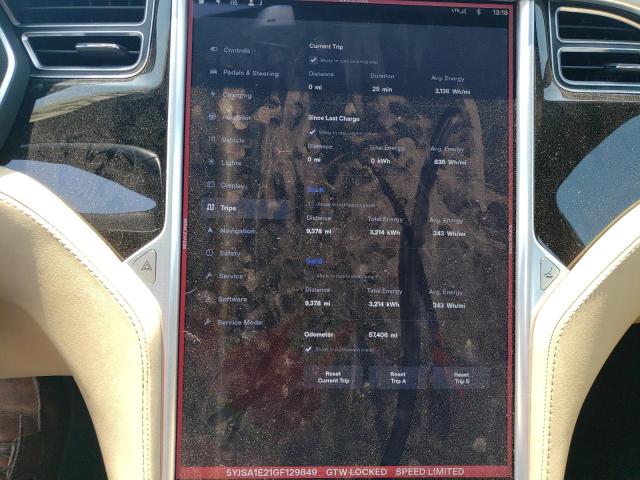 Photo 9 from auction – 2016 TESLA MODEL S with VIN 5YJSA1E21GF129849