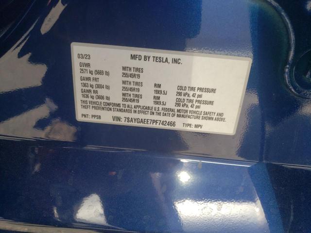 Photo 14 from auction – 2023 TESLA MODEL Y with VIN 7SAYGAEE7PF742466